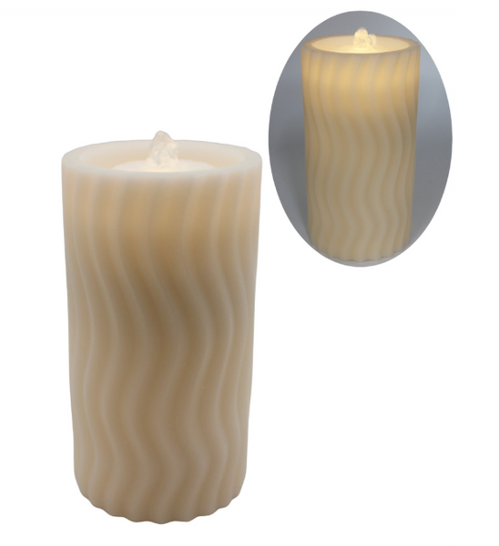 Wavy Cream LED Water Fountain Candle (2 sizes)