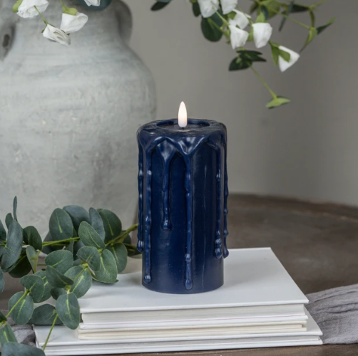 Navy 3D Flame Pillar Candle (3 sizes)