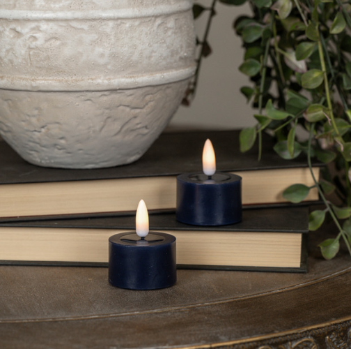 3D Flame Navy Tealight Candles (melty top)