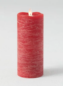 FROSTED CANDLE PILLAR 3 x7" (RED)