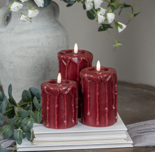 Red 3D Flame Pillar Candle (3 sizes)