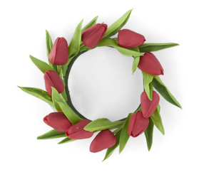 RED REAL TOUCH MINI TULIP CANDLE RING