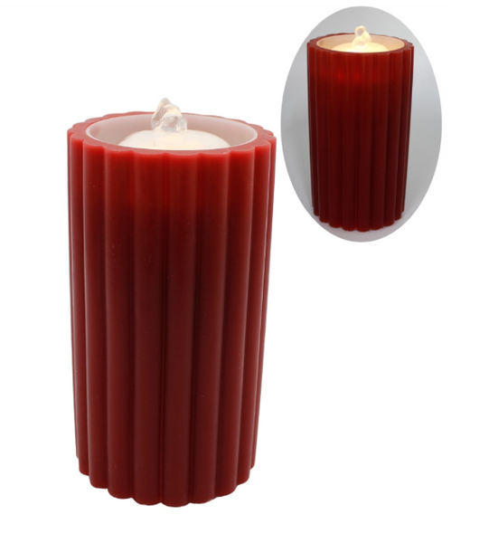 Ribbed Red LED Water Fountain Candle