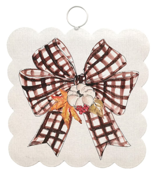 Mini Beck's Scallop Festive Checked Bow
