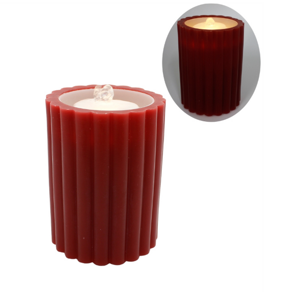 Ribbed Red LED Water Fountain Candle