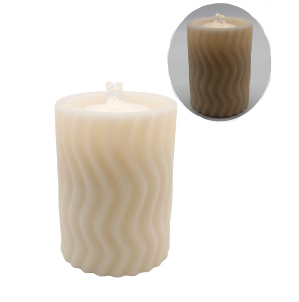 Wavy Cream LED Water Fountain Candle (2 sizes)