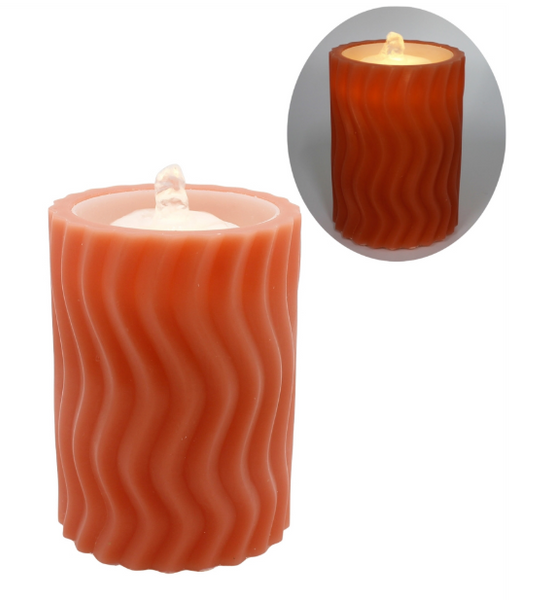 Wavy Orange LED Water Fountain Candle (2 sizes)