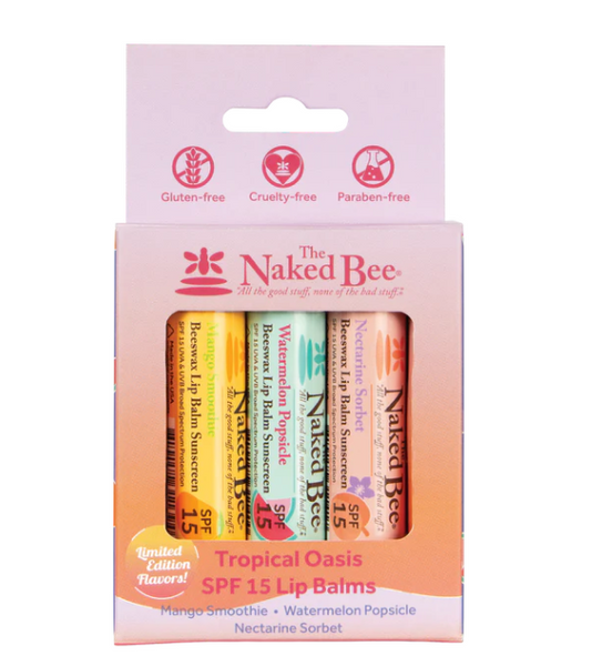 Tropical Oasis SPF 15 Lip Balm Trio - Naked Bee