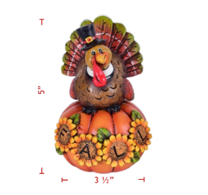 Turkey On Pumpkin w/ Sunflower