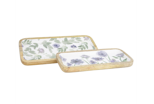 Violet Meadow Enamel Oval Trays (2 sizes)