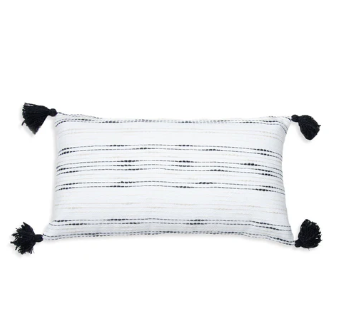 Waffle Weave Lumbar Pillow with Tassels