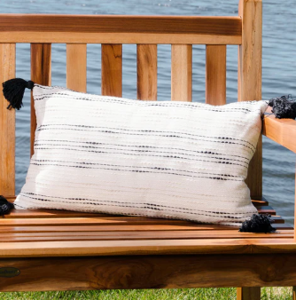 Waffle Weave Lumbar Pillow with Tassels