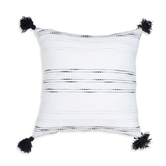 Waffle Weave Square Pillow with Tassels