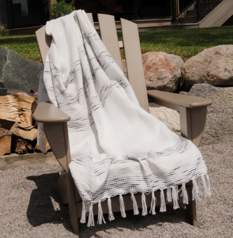 Waffle Weave Throw with Fringe