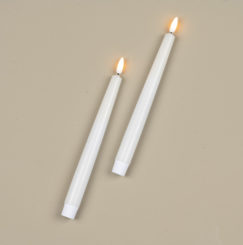 Set of 2 3D Flame Drop Tapers (white)