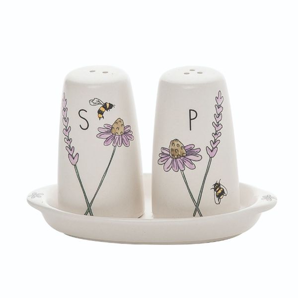 Lavender & Lilac Salt & Pepper Shaker with Tray