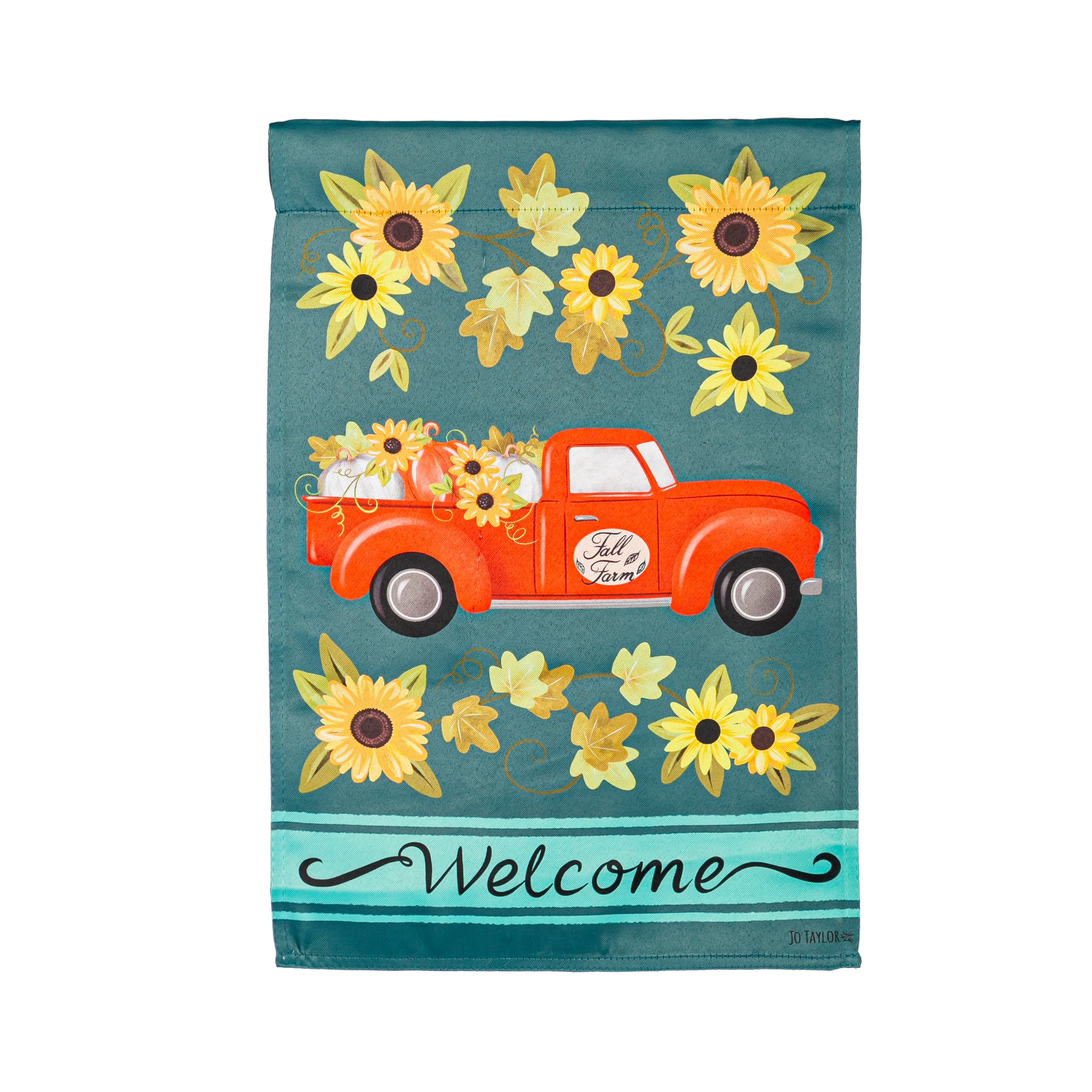 Fall Sunflower Truck Garden Suede Flag