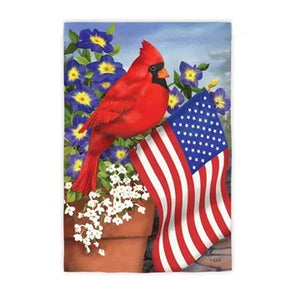 Patriotic Cardinal Garden Flag