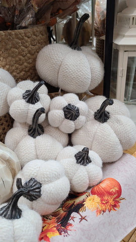 Fuzzy White Plush Pumpkin