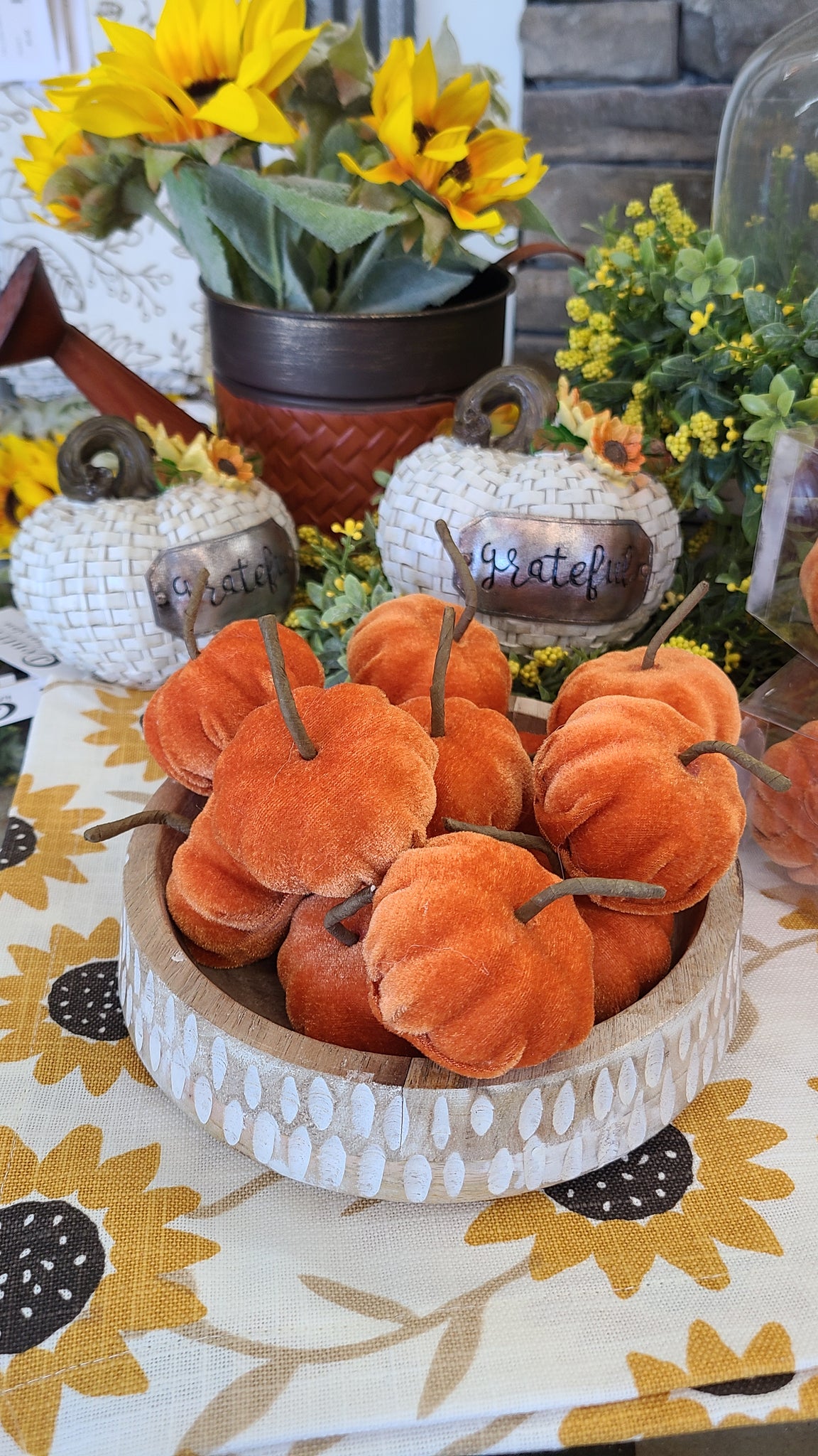 Orange Mini Velvet Pumpkins (Set of 12)