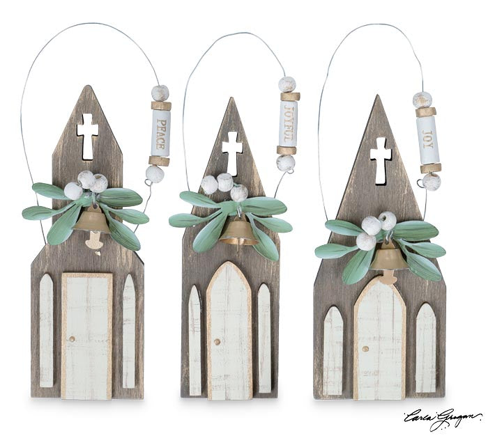 Wooden Church Ornament (Multiple Styles)