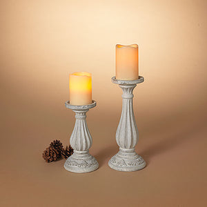 Ornate White Resin Candle Stick (2 sizes)