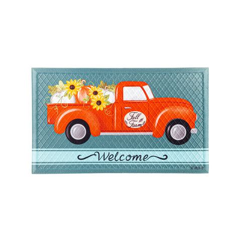 Fall Sunflower Truck Embossed Floor Mat