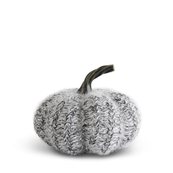 Black & White Knit Pumpkin with Resin Stem (two sizes)