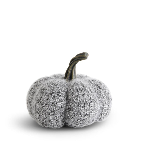 Black & White Knit Pumpkin with Resin Stem (two sizes)