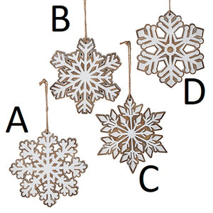 White Resin Snowflake Ornament (4 styles)