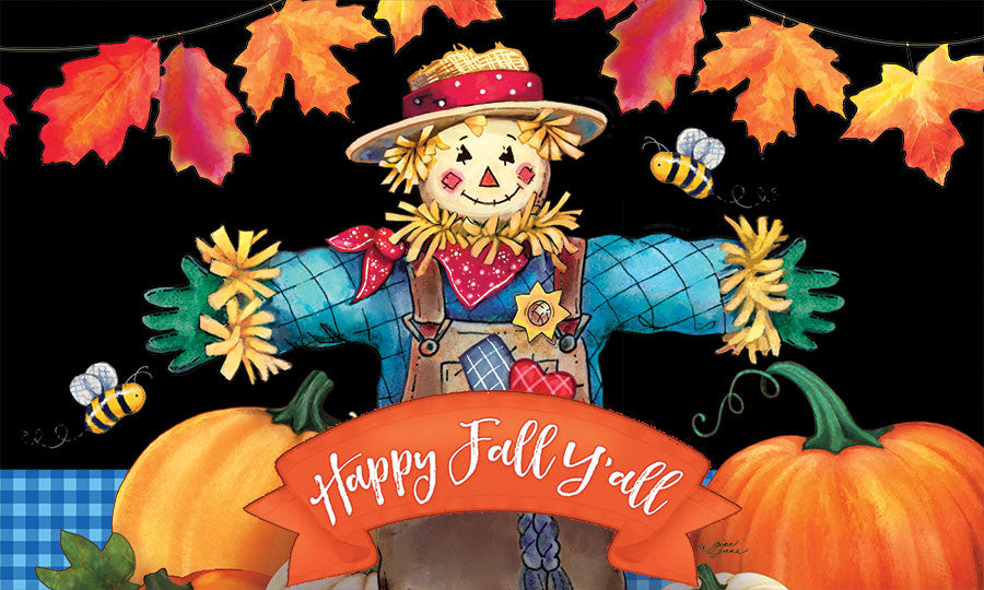 Happy Fall Y'All Scarecrow Mat
