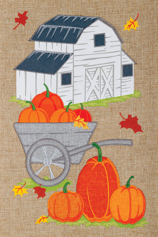 White Barn Burlap Flag
