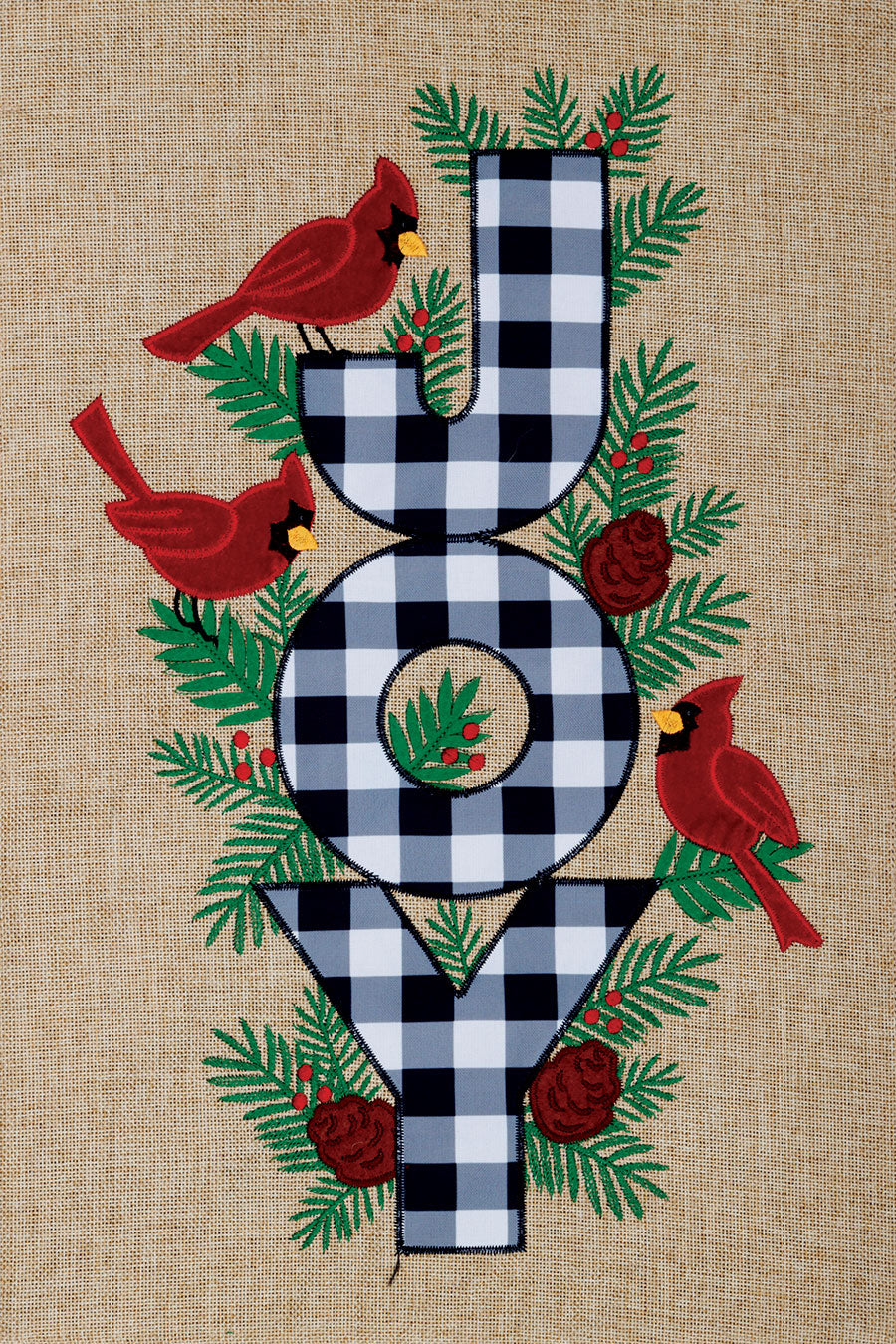 Joy Cardinals Burlap Flag