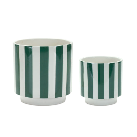 Green and Cream Pot (Two Sizes)