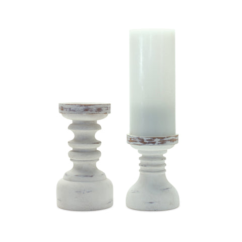 Chunky Whitewash Candle Holder (2 sizes)