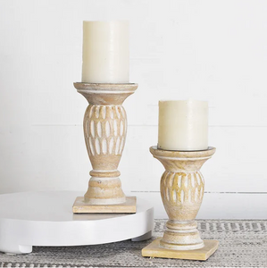 Carved Wood Candle Stands