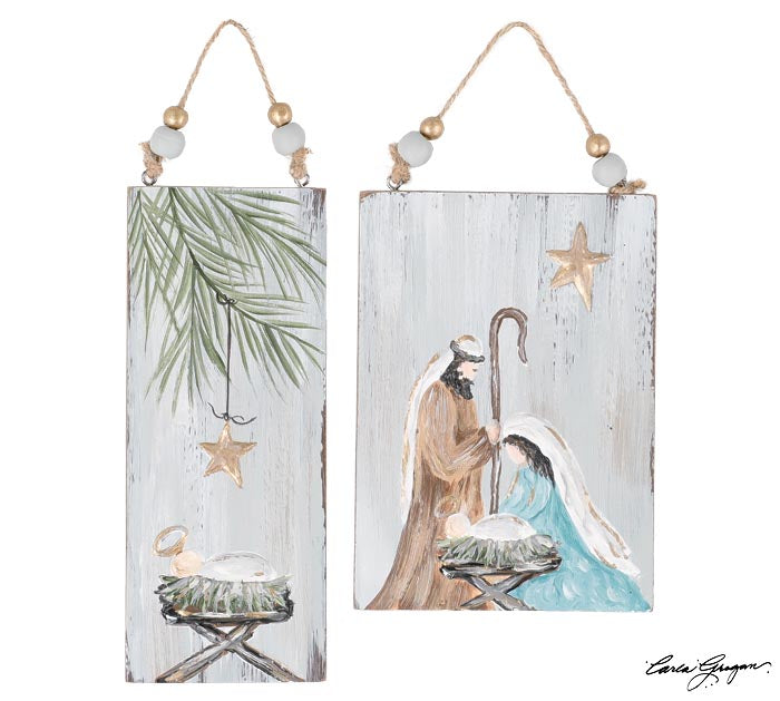 Wooden Holy Family Ornament (2 styles)