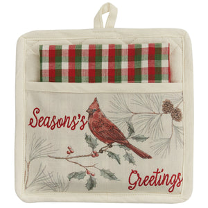 Wild and Beautiful Holiday Season's Greetings Pocket Potholder Set