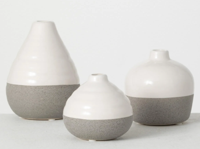 Two-Tone Cream and Grey Vase Collection