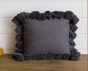 Slate Blue Tassel Pillow