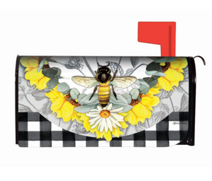 Honey Bee and Flowers Mailbox Cover