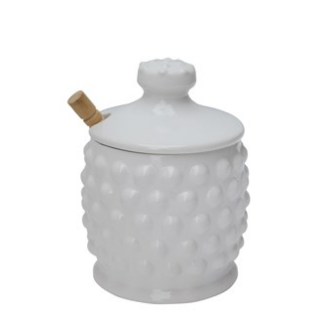 Hobnail Style Honey Jar with Wood Honey Dipper