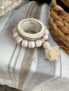 Beaded Wood Napkin Ring