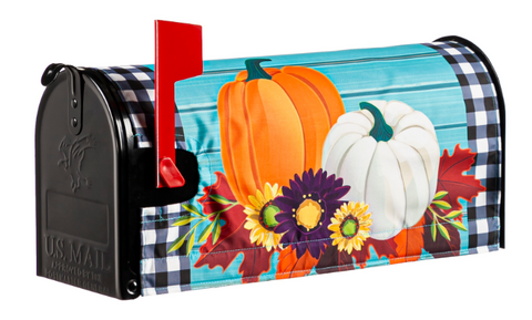 Buffalo Check Pumpkins Mailbox Cover