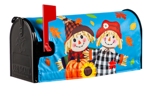 Happy Scarecrow Couple Mailbox Cover