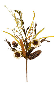 Cattail & Sunflower Pinecone Pick