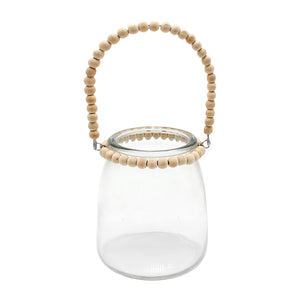 Tapered Glass Jar With Beaded Handle