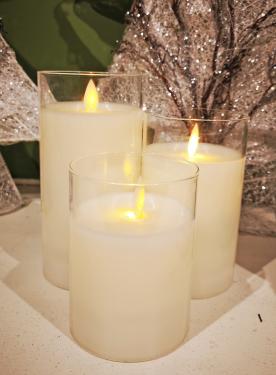 Cream LED Glass Pillar Candles