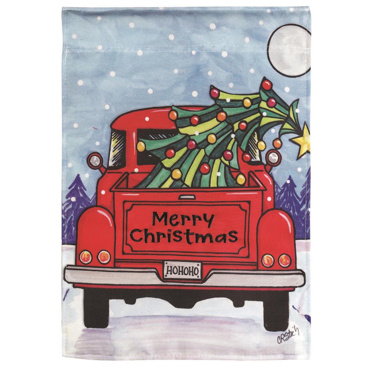 Christmas Truck with Tree Flag