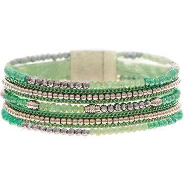 Silver Aqua Blue Green Beads Magnetic Bracelet